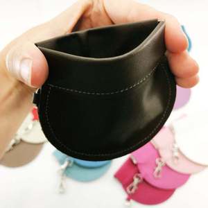 Automatic closing <b>spring</b> <b>clip</b> coin purse, PU leather magic bag, earphone bag, clasp purse, custom logo. - Product Image 3