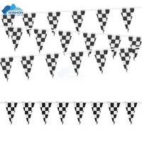 Drapeaux à carreaux noirs et blancs de 10 mètres, 38 pièces, fanions de course en Polyester pour course, voiture, fête, événements sportifs