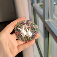 Broche Lapin Rétro Simple en Alliage avec Strass pour Manteau et Cardigan Femme, Accessoire de Vêtement Décoratif