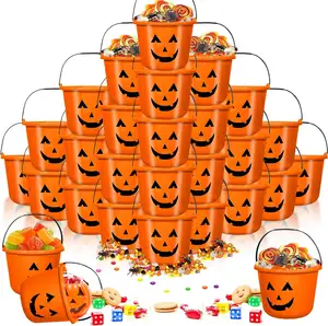 Festival halloween Theme Party make up decoration trick or treat bag favor halloween plastic pumpkin buckets candy pail