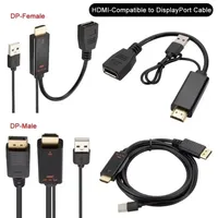 Cable HDMI a DP 4K 60Hz con Cable de Alimentación USB para PC, Laptop, PS5, Xbox, Adaptador de Cable Convertidor HDMI Macho a DP Hembra