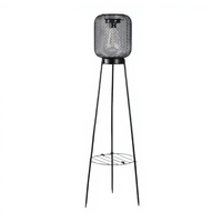 Lanterne solaire trépied de jardin en maille noire mate, lumière jaune chaude, lampe décorative d'extérieur pour projets de jardin et de paysagisme