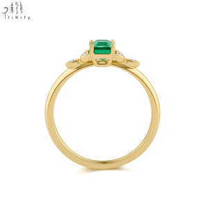New Products Wholesale Manufacturer Export Natural Emerald Ring Fine Jewelry 18K Solid Yellow Gold Real Natural Diamonds Ring - Product Image 5
