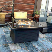 Table de foyer au gaz propane en verre trempé noir rectangle de 46 pouces de haute qualité en matériau d'aluminium durable