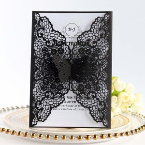 Tarjeta de felicitación de boda con corte láser, tarjeta de invitación festiva de color azul intenso, tarjeta de felicitación con diseño europeo, invitación de boda con patrón europeo - Product Image 6