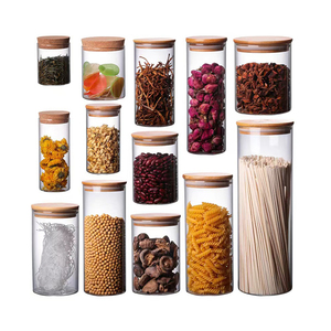 Cucina a tenuta stagna cibo contenitore di <span class=keywords><strong>vetro</strong></span> <span class=keywords><strong>Pyrex</strong></span> alto barattolo di <span class=keywords><strong>vetro</strong></span> borosilicato con coperchio Bambood barattolo di <span class=keywords><strong>vetro</strong></span> per spezie cereale - Product Image 5
