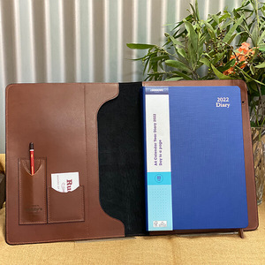 Premium Brown Leather Portfolio Organizer Zipper Binder Business Padfolio with Card Slots Pen <b>Holder</b> <b>Document</b> Case - Product Image 1