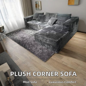 Canapé modulaire moderne <span class=keywords><strong>en</strong></span> velours <span class=keywords><strong>gris</strong></span> sans cadre, canapé d'angle <span class=keywords><strong>en</strong></span> tissu éponge compressé sous vide pour appartements, salons et hôtels - Product Image 2