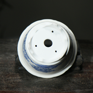 Maceta redonda de porcelana azul y blanca pintada a mano para bonsái, macetas de cerámica para uso en interiores y exteriores. - Product Image 4