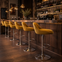 Tabouret de bar réglable en hauteur, pivotant, pour comptoir de restaurant, siège rembourré, base en acier inoxydable, chaise moderne pour boîte de nuit