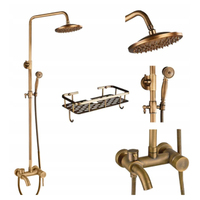 Robinetterie de douche en laiton à double poignée, style rétro bronze antique