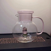 Tasse en verre borosilicate transparente créative avec poignée en forme de rose, bouilloire à eau de qualité pour la maison, grande capacité pour thé et fruits