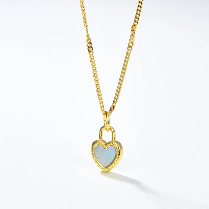 Melynn madreperla collana pendente in onice nero naturale 925 in argento sterling 18k oro amore cuore ciondolo collane