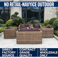 Ensemble de canapés modulaires en rotin PE, 5 pièces, brun foncé, emballage KD, couleur personnalisée, mobilier d'extérieur pour jardin, terrasse, hôtel, directement de l'usine