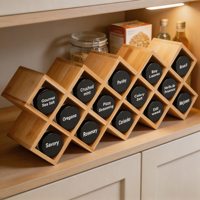 Nouveau design – Organisateur modulaire empilable à 4 niveaux en bambou pour bouteilles et pots à épices, idéal pour comptoir, garde-manger et armoire de cuisine