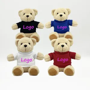 9英寸升华泰迪熊带标志衬衫定制毛绒动物泰迪熊带t恤儿童礼物