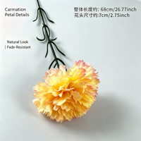 Carnation artificielle en soie réaliste de 68 cm, motif floral, pour la Fête des Mères, la décoration de studio, la planification d'événements, les vitrines et les cafés