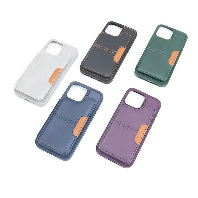 Laudtec Leather Holder Phone Cases for Iphone Air 17 16 Pro Max Flip Wallet Card Clip Case Simple Business Back Cover Sjk1100 Wholesale OEM/ODM/Private Label
