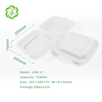 Boîte à lunch jetable en amidon de maïs de 8 pouces, 1100 ml, compatible micro-ondes, écologique, pour restaurants et traiteurs, conteneur pour plats à emporter, restauration rapide