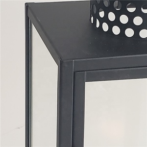 Set di 3 decorativo ha condotto la candela lanterna nero lanterna in metallo per la casa o decorazione di cerimonia nuziale - Product Image 6
