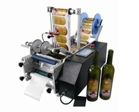 Machine d'étiquetage alimentaire électrique semi-automatique pour bouteilles à surface plane avec collage double face et emballage en bois