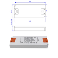 Transformateur d'alimentation LED ultra-plat personnalisé à 2 broches, 110 V/230 V CA/CC, 12 V/24 V, 60 W, Classe 2