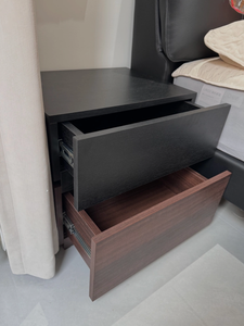 Comodino Moderno Minimalista in Legno Massello Premium con 2 Cassetti e Spazio di Archiviazione per Camera da Letto e <span class=keywords><strong>Arredamento</strong></span> <span class=keywords><strong>Casa</strong></span> - Product Image 6