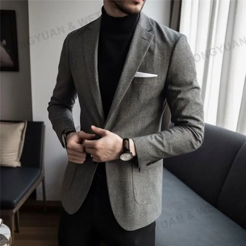 Negócios Tailored Suit Casaco Casual Homens Oversize Nova Primavera Outono Alta Qualidade Ternos