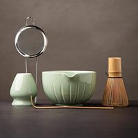 Ensemble Matcha : Bol à Matcha, Fouet, Cuillère à Matcha, Support pour Fouet (Support Chasen) - Kit Matcha Parfait 5 Pièces pour la Cérémonie du Thé Matcha