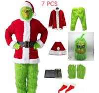 Costume de Noël en velours pour adulte, ensemble complet de Père Noël pour fête, vente en gros d'usine