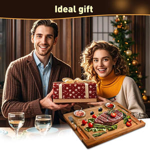 Piatto da Bistecca in Legno di Acacia per Ristorante Personalizzato con Coltello e Forchetta, Tagliere per Salumi e Carne - Product Image 5