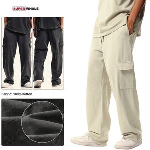 Pantalones de chándal para hombre holgados de pierna recta desgastados de algodón personalizados de alta calidad al por mayor - Product Image 3