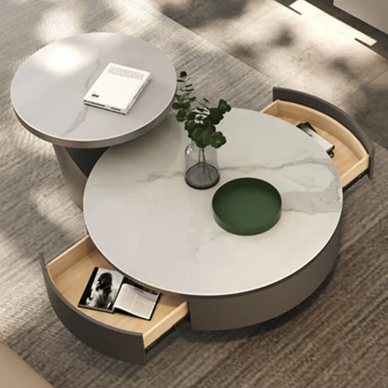 YuanChang mesa de centro circular de estilo moderno combinação nórdica mesa de centro redonda de mármore para sala de estar para casa