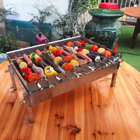 Barbecue au charbon de bois entièrement en acier inoxydable avec rotation automatique, 11 brochettes, moteur à vitesse variable et ventilateur électrique pour barbecue