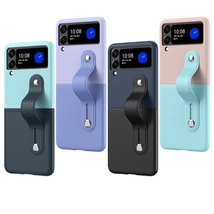 Para Samsung Galaxy Z Flip 3 4 5 Funda de pulsera de cuero Contraste de color Funda a prueba de golpes para Z Flip3 <span class=keywords><strong>ZFlip</strong></span> 4 Cubierta de protección de lente - Product Image 2