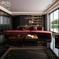 Collection de carreaux en marbre noir et or multi-tailles, style Sahara, pour murs et sols intérieurs, salons, hôtels et espaces commerciaux