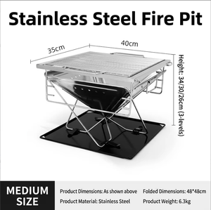 Parrilla Plegable de Acero Inoxidable Reforzado para Exteriores, Estilo Coreano, para Camping, Picnic, Carbón, Leñ<span class=keywords><strong>a</strong></span>, Fogata - Product Image 3