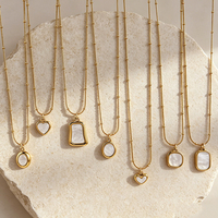 Collier pendentif en acier inoxydable plaqué or, perle blanche, cœur, chaîne à maillons géométriques, bijoux unisexes pour tous les jours
