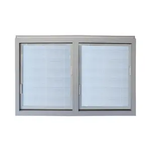 Fenêtre carrée professionnelle en aluminium à double glaçage fixe avec aveugle, fabricant intégré, bon marché, chine,