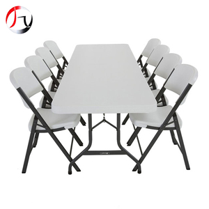 <span class=keywords><strong>Table</strong></span> à manger d'<span class=keywords><strong>extérieur</strong></span> rectangulaire pliante en HDPE de style moderne pour 8 personnes Meubles de banquet en plastique pour restaurant, parc et hôtel - Product Image 1