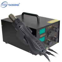 Station de Retravail à Air Chaud 2-en-1 852AD+, Fer à Souder Numérique Double Écran LCD 600W, 480 ° Outil de dessoudage de carte mère BGA