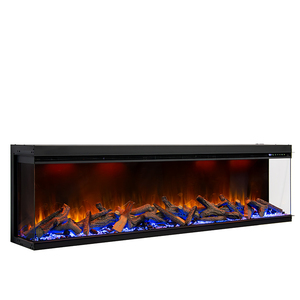 Cheminée électrique moderne à flamme LED réaliste à 3 côtés <span class=keywords><strong>de</strong></span> 72 pouces, avec ensemble <span class=keywords><strong>de</strong></span> bûches réelles en option, commande vocale intelligente - Product Image 3