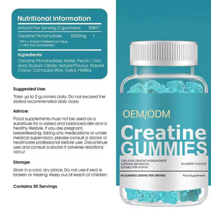 Gomitas de Creatina Monohidrato Veganas 100% Puras con Sabor Natural a Arándano OEM, 3000mg de Creatina y Proteína, Suplementos en Gomitas - Product Image 2