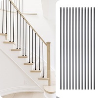 Balustres ronds en fer de 16 mm horizontaux pour rampes d'escalier, contemporains, résistants à la rouille, à fixation au sol, pour usage intérieur