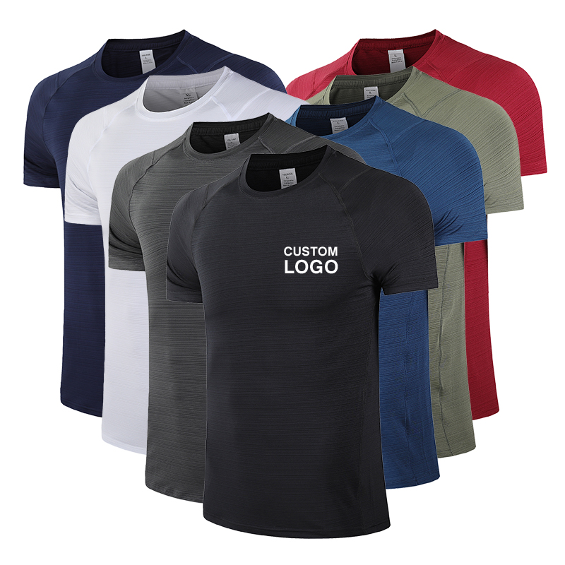 Quick Dry Sports Poliéster Fitness Workout Active Wear Camisetas para hombres Venta al por mayor Mens Gym Clothing Elastane T Shirts