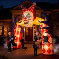 Arche gonflable personnalisée en tissu Oxford avec tête de clown, lumières LED, étanche, pour Halloween, décoration d'entrée de fête extérieure