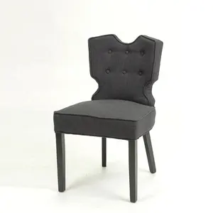 El oyma fransız tarzı siyah kumaş kaplı düğme tasarım sandalye katı ahşap kullanılan restoran mobilya (KY-3355)