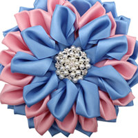 Broche Fleur Artisanale ZF pour Sororité, 4,5x4,5 Pouces, Badge Rosette Personnalisé en Ruban, Accessoires pour Veste, Sac et Écharpe Femme