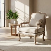 Fauteuil en bois léger de style américain et français, vintage, pour balcon, salon, petit appartement