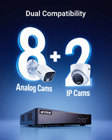 Système de sécurité ANNKE 8CH pour la surveillance à domicile, enregistreur DVR 3K 5MP, caméra analogique intelligente à double lumière et microphone 1080p ADL200 TVI
